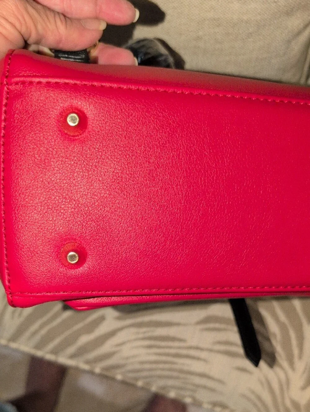 Two-Tone Red and Black Faux Leather Backpack By American Bee